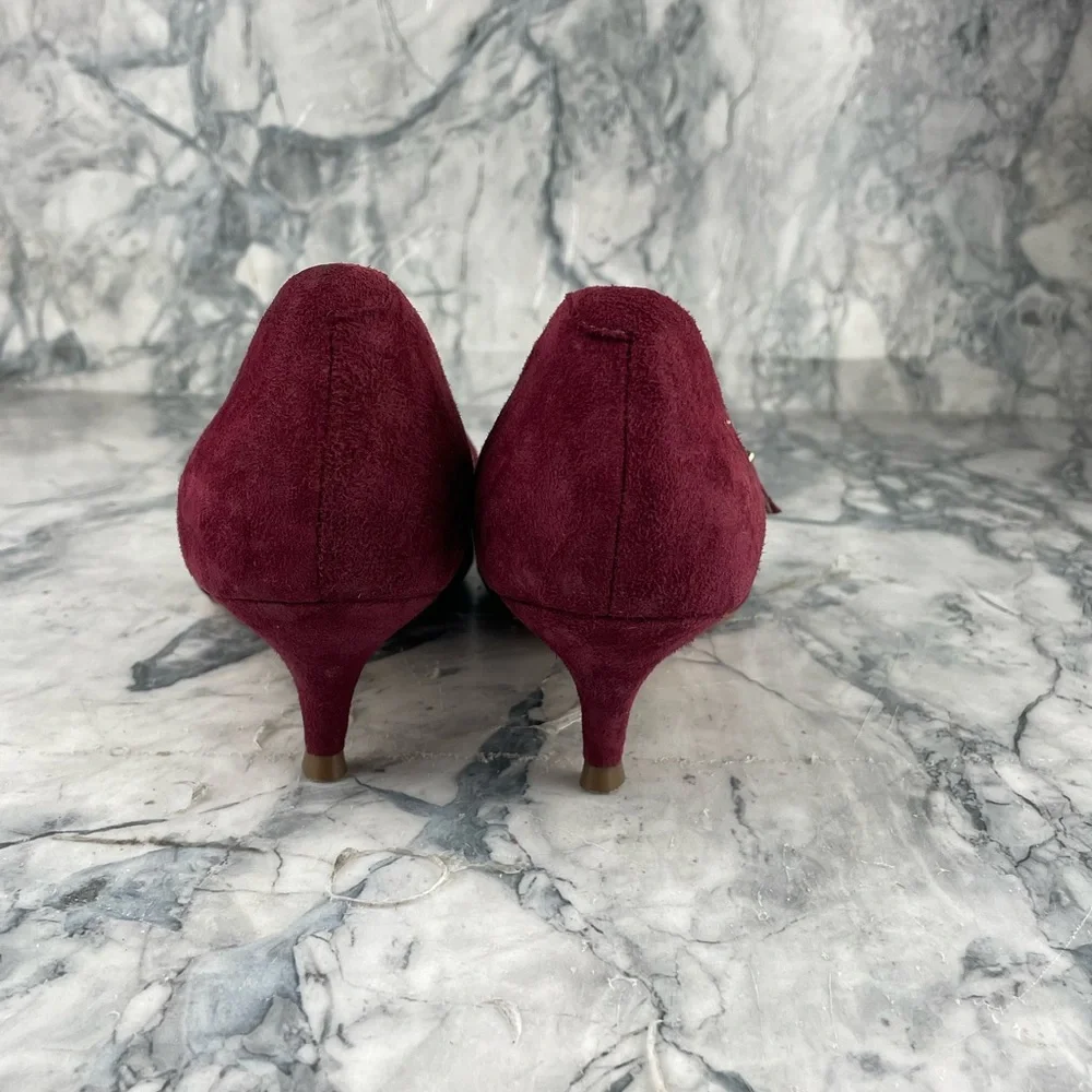 Vionic- Kit Minnie- Kitten Heel Suede Mary Jane Heels- Wine- Size 7.5 - Picture 4 of 13